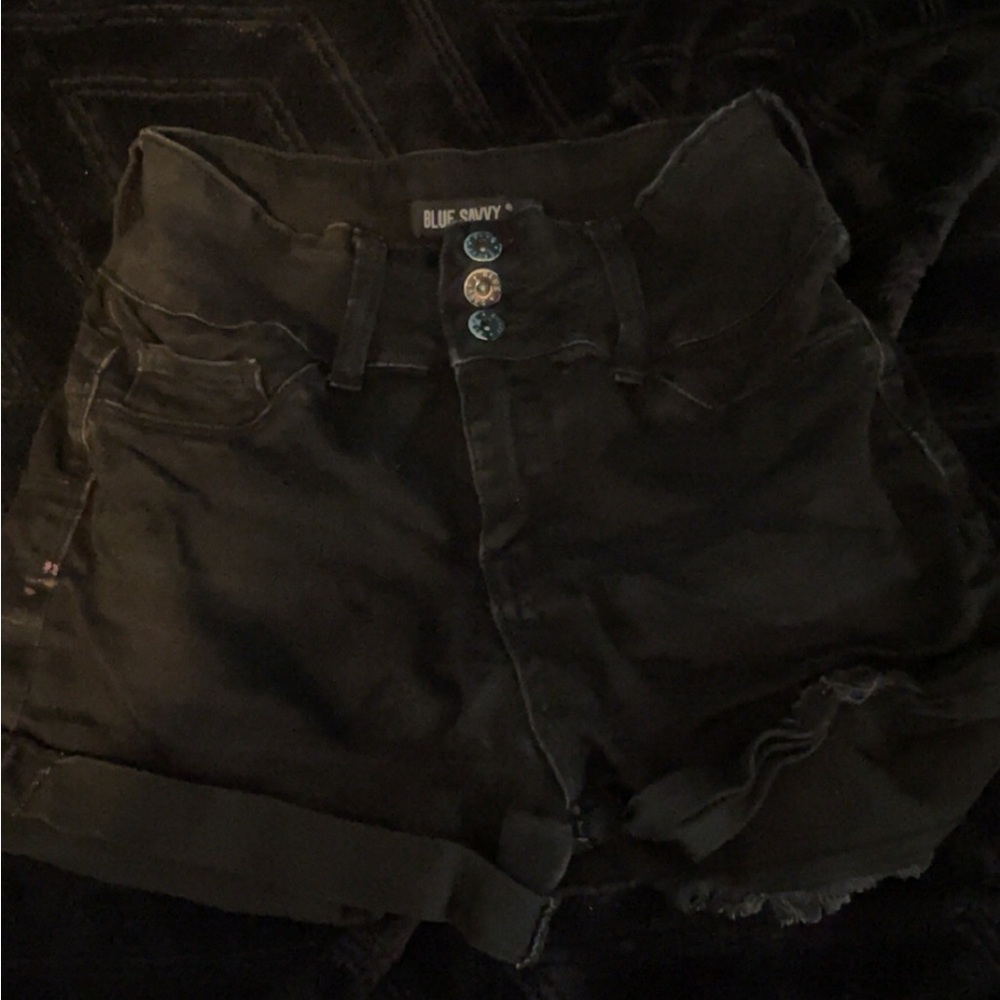 Blue Savvy Black Denim Shorts